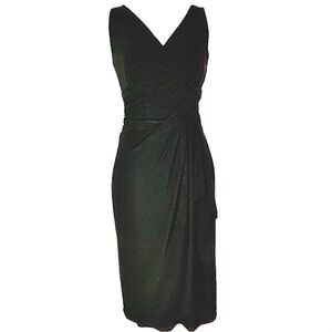 EUC CHAPS sleeveless black faux wrap midi dress XS
